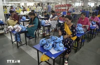 Công nhân làm việc tại một nhà máy ở Jalandhar, bang Punjab, Ấn Độ. (Ảnh: AFP/TTXVN)