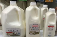 Các chai sữa tươi được trưng bày tại cửa hàng Sprouts Farmers Market ở Los Angeles, California (Mỹ). Ảnh: Reuters