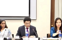 Chủ tịch Hội Nghị sĩ hữu nghị Sri Lanka-Việt Nam, Bộ trưởng Môi trường, Tiến sĩ Dammika Patabendi phát biểu tại buổi lễ. (Ảnh: TTXVN phát)