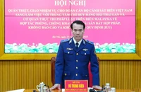 Thiếu tướng Vũ Trung Kiên, Phó Tư lệnh Pháp luật Cảnh sát biển Việt Nam chủ trì hội nghị.