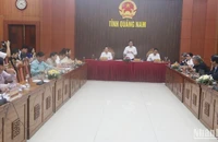 Quang cảnh họp báo thông tin về kỷ niệm 50 năm Ngày giải phóng và 95 năm Ngày thành lập Đảng bộ tỉnh Quảng Nam.
