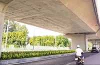 Cầu cạn dẫn vào nhà ga T3 sân bay Tân Sơn Nhất vừa hoàn thành thi công và đưa vào khai thác. (Ảnh THẾ ANH)