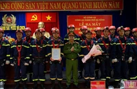 Công an thành phố Đà Nẵng tổ chức lễ ra mắt Tổ cảnh sát chữa cháy và cứu nạn, cứu hộ đặc biệt tinh nhuệ trên cạn và dưới nước, sáng ngày 31/10. (Ảnh: ANH ĐÀO)