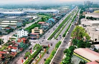 Một góc thị trấn Me, huyện Gia Viễn nhìn từ trên cao. (Ảnh: Bùi Quang)
