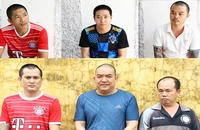 Các đối tượng Anh, Minh, Phong, Cường, Giang và Hiền (từ trái qua, từ trên xuống).