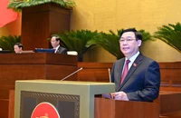 Chủ tịch Quốc hội Vương Đình Huệ phát biểu khai mạc kỳ họp. (Ảnh: DUY LINH)