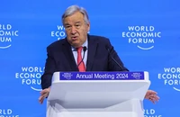 Tổng Thư ký Liên hợp quốc António Guterres tham dự Hội nghị thường niên lần thứ 54 của Diễn đàn Kinh tế thế giới (WEF) tại Davos, Thụy Sĩ, ngày 17/1/2024. (Ảnh: Reuters)