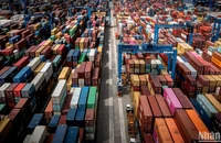 Bốc dỡ container tại cảng Đình Vũ (Hải Phòng). (Ảnh minh họa: THÀNH ĐẠT)