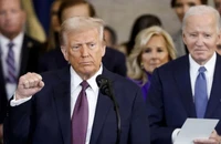 Tổng thống Mỹ Donald Trump phát biểu sau khi tuyên thệ nhậm chức ở Washington, DC., ngày 20/1/2025. (Ảnh: REUTERS/TTXVN)