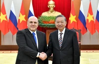 Tổng Bí thư Tô Lâm tiếp Thủ tướng Liên bang Nga Mikhail Vladimirovich Mishustin. (Ảnh: ĐĂNG KHOA)