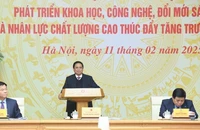 Thủ tướng Phạm Minh Chính chủ trì Hội nghị phát triển khoa học, công nghệ, đổi mới sáng tạo và nhân lực chất lượng cao thúc đẩy tăng trưởng kinh tế. (Ảnh: TRẦN HẢI)