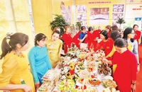 Sản vật làng quê được giới thiệu tại Làng văn hóa kiểu mẫu Hòa Bình, xã Hải Lựu.