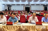 Các đồng chí lãnh đạo chủ chốt tỉnh Bạc Liêu tại hội nghị. (Ảnh: TRỌNG DUY)