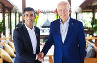 Thủ tướng Anh Rishi Sunak (trái) gặp gỡ Tổng thống Mỹ Joe Biden tại Washington. Ảnh: GETTY