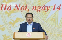 Thủ tướng Phạm Minh Chính phát biểu tại cuộc họp công tác chống buôn lậu, gian lận thương mại và hàng giả đầu năm 2025. (Ảnh: TRẦN HẢI)