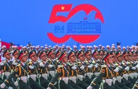 Các khối của lực lượng Quân đội nhân dân tham gia tổng duyệt lễ diễu binh, diễu hành. (Ảnh DUY LINH)