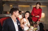 Dịch vụ SkyBoss Business chất lượng trên tàu bay A330 của Vietjet.