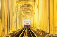 Đoàn tàu bắc-nam trên tuyến đường sắt hiện hữu.
