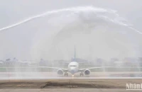 Cảng hàng không quốc tế Nội Bài chào đón khai trương đường bay Hà Nội-Phúc Châu.