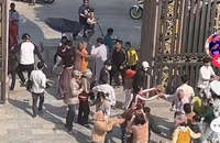 Hiện trường vụ đánh người tại chùa Kim Tiên.