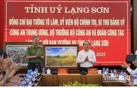Đại tướng Tô Lâm, Ủy viên Bộ Chính trị, Bộ trưởng Công an làm việc với Ban Thường vụ Tỉnh ủy lạng Sơn.