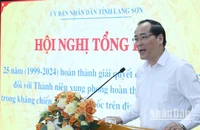Phó Chủ tịch Ủy ban nhân dân tỉnh Lạng Sơn Dương Xuân Huyên phát biểu tại Hội nghị tổng kết.