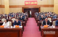 Lãnh đạo chủ chốt của tỉnh Lạng Sơn dự hội nghị công bố các quyết định về sắp xếp tổ chức bộ máy và công tác cán bộ.