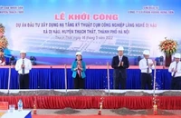 Lễ khởi công xây dựng hạ tầng kỹ thuật Cụm công nghiệp làng nghề Dị Nậu, huyện Thạch Thất, Hà Nội.