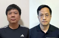 Bị can Nguyễn Ngọc Thủy (bên trái) và bị can Đặng Văn Hiển.