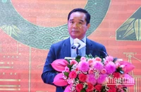 Bí thư Tỉnh ủy Long An Nguyễn Văn Được phát biểu tại buổi họp mặt.