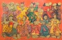 Tác phẩm sơn mài Múa cổ của danh họa Nguyễn Tư Nghiêm. Ảnh: ĐỨC TIẾN