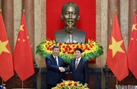 Chủ tịch nước Lương Cường và Tổng Bí thư, Chủ tịch Trung Quốc Tập Cận Bình tại buổi hội đàm.