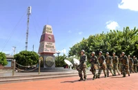 Bộ đội đảo Trường Sa, thị trấn Trường Sa, huyện Trường Sa, Khánh Hòa tuần tra bảo vệ đảo. (Ảnh THANH GIANG)
