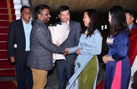 Lễ đón Tổng thống nước Cộng hòa Xã hội Chủ nghĩa Dân chủ Sri Lanka Anura Kumara Dissanayaka tại sân bay quốc tế Nội Bài. (Ảnh: TTXVN)