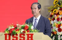 Bộ trưởng Giáo dục và Đào tạo Nguyễn Kim Sơn phát biểu tại Hội thảo khoa học quốc gia “Bác Hồ với giáo dục, giáo dục với Bác Hồ”.