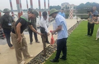 Cắm mốc xác định ranh giới đất.