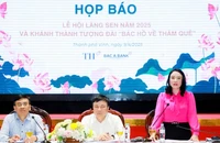 Giám đốc Sở Văn hóa, Thể thao và Du lịch tỉnh Nghệ An Trần Thị Mỹ Hạnh thông tin về công tác chuẩn bị và các hoạt động của Lễ hội Làng Sen năm 2025.