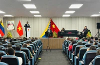 Toàn cảnh Lễ mít tinh tại Trường đào tạo cán bộ lãnh đạo thanh niên quốc tế “Antonio Jose de Sucre”, thủ đô Caracas (Ảnh: Đại sứ quán Việt Nam tại Venezuela)