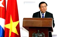 Đồng chí Nguyễn Xuân Thắng, Trưởng đoàn đại biểu Đảng Cộng sản Việt Nam phát biểu tại hội thảo (Ảnh: Đại sứ quán Việt Nam tại Cuba cung cấp)