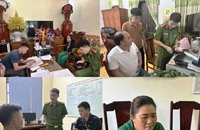 Hình ảnh lực lượng Công an đấu tranh với các đối tượng cho vay nặng lãi trong giao dịch dân sự và tổ chức, đánh bạc.