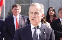 Thủ tướng Canada Mark Carney phát biểu trước báo giới trong một sự kiện ở Ottawa. (Ảnh: Tân Hoa xã)