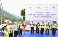 Khởi công xây dựng Nhà tránh trú cộng đồng do IOM thực hiện với nguồn viện trợ từ Chính phủ Nhật Bản. (Ảnh: IOM)