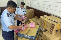 Lực lượng Quản lý thị trường thành phố Đà Nẵng kiểm tra hàng hóa vi phạm. (Ảnh: QUYÊN LƯU)