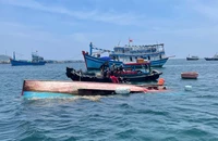 Tàu cá được đưa vào bờ.