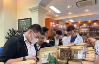 Học sinh tham quan Bảo tàng Dược liệu Việt Nam.