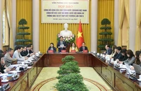 Quang cảnh buổi họp báo công bố Lệnh của Chủ tịch nước.