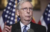 Lãnh đạo đa số tại Thượng viện Mỹ Mitch McConnell trong cuộc họp báo tại Washington, D.C., ngày 15/12/2020. Ảnh: THX/TTXVN