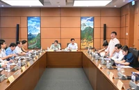 Các đại biểu Quốc hội thảo luận ở tổ về dự án Luật Thanh tra (sửa đổi). (Ảnh: DUY LINH)