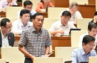 Đại biểu Phạm Văn Hòa (đoàn Đồng Tháp) phát biểu ý kiến tại hội trường. (Ảnh: BÙI GIANG)