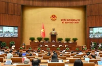 Quốc hội làm việc tại hội trường nghe Tờ trình, Báo cáo thẩm tra về Luật sửa đổi, bổ sung một số điều của Bộ luật Tố tụng hình sự. (Ảnh: BÙI GIANG)